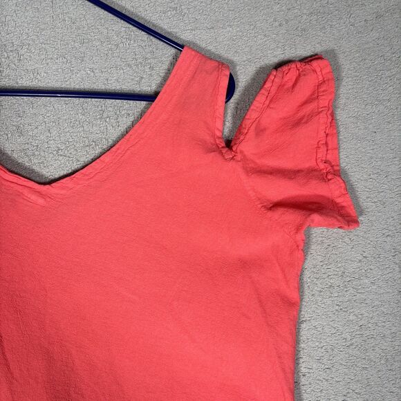Maria De Guadalajara Top XL Coral Red Gauze Cold Shoulder Handkerchief Lagenlook - Picture 13 of 14